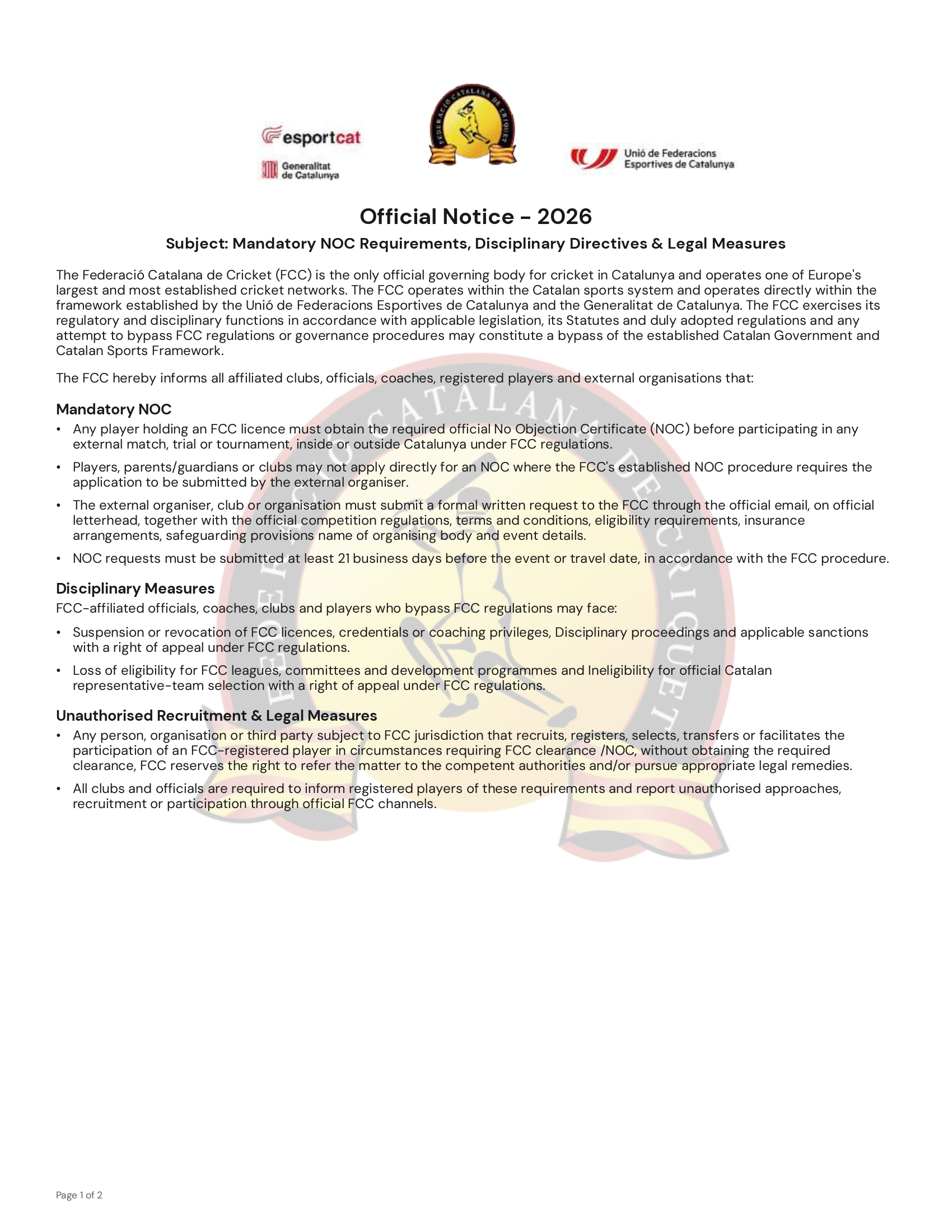 Official Notice - Page 1