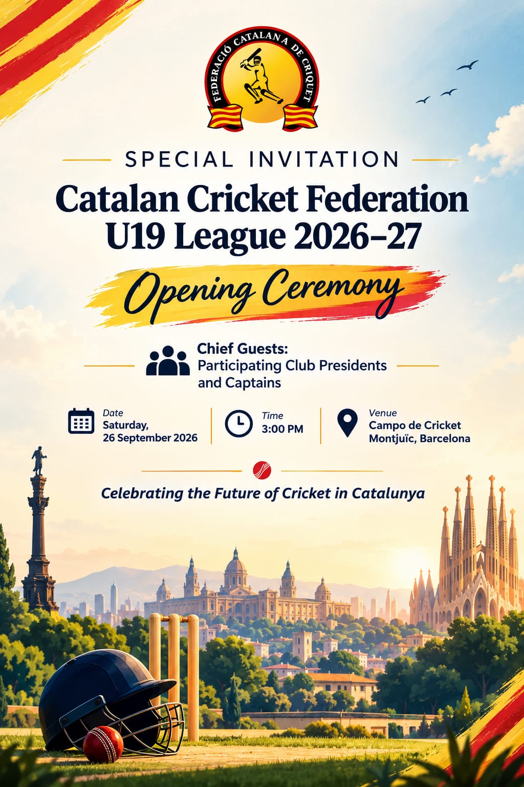 Invitació a la cerimònia d'obertura de la Lliga Sub-19 2026-27 de la FCC