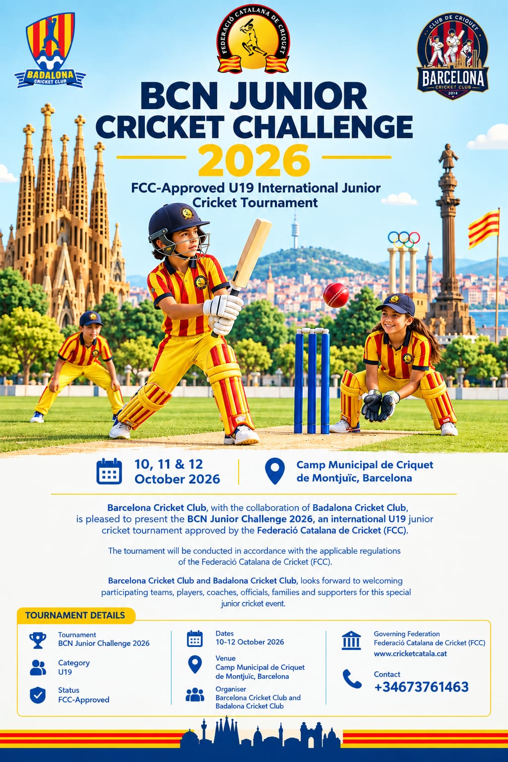 Cartell del BCN Junior Cricket Challenge 2026